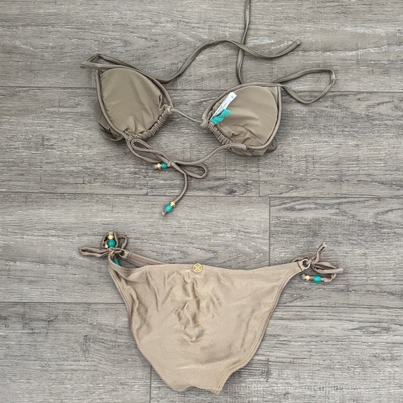 Women’s Ruffle Triangle Bikini Set in Taupe - Picture 10 of 10